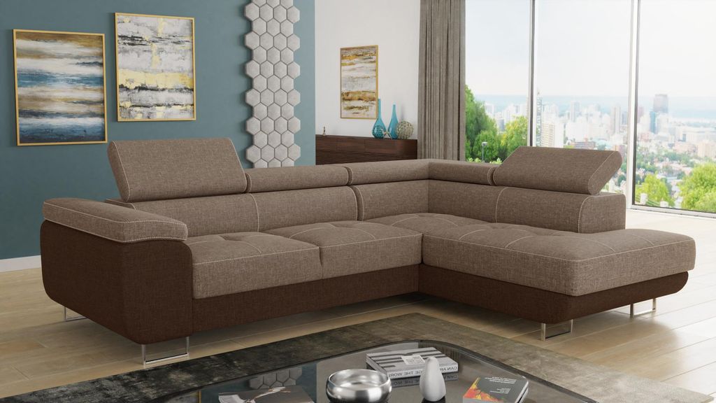 Ecksofa Caris mit Schlaffunktion und einstellbare Produktbild 