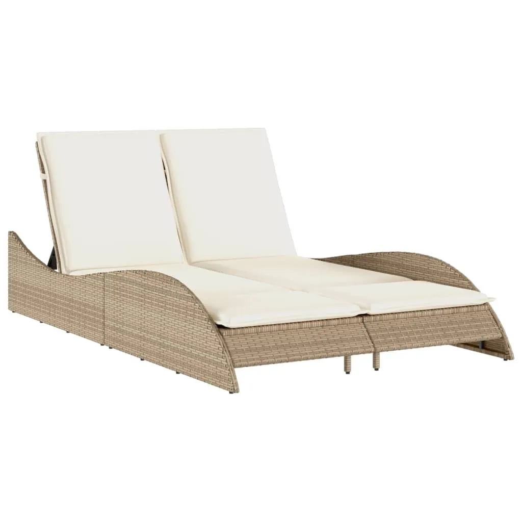 Bain de soleil relaxation beige 114 cm idéal pour terrasse et piscine