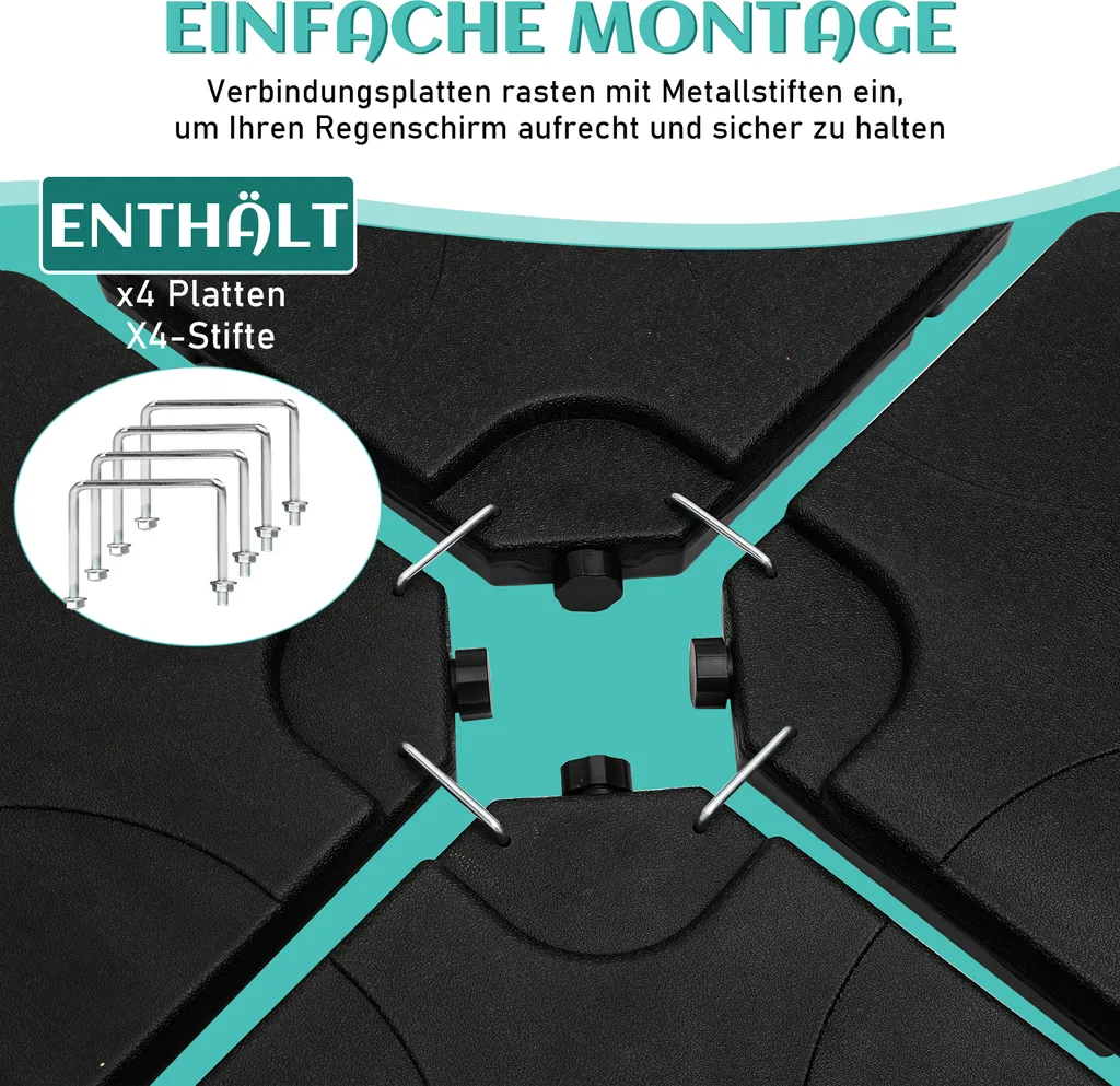 Zavorra Ombrellone Decentrato 80kg | Set 4 Piastre Jopassy in HDPE - 4