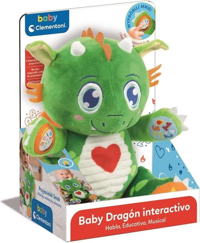 Clementoni Dragon Amical 50938 : Peluche d'Éveil Premier Âge Interactive