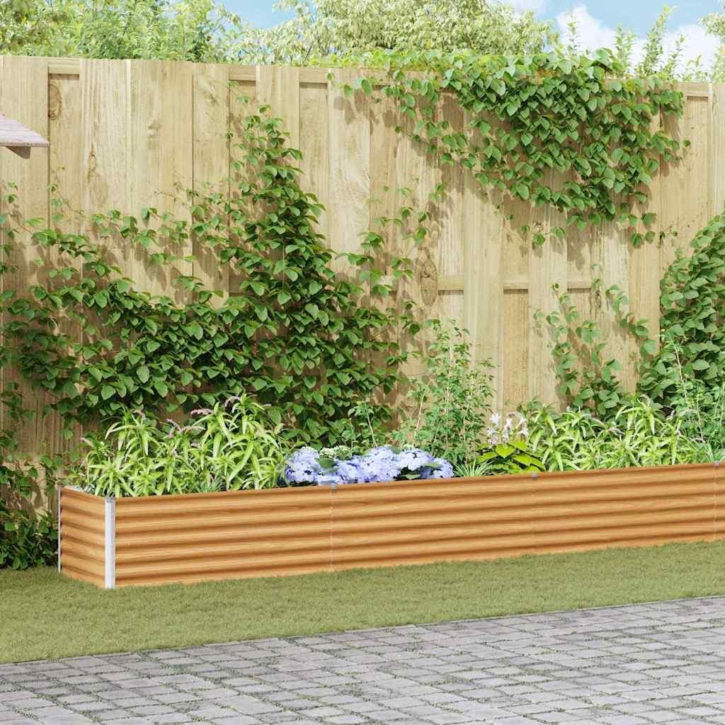 vidaXL Hochbeet Hellbraun 1164 x 50 x 36 cm Verzinkter Stahl