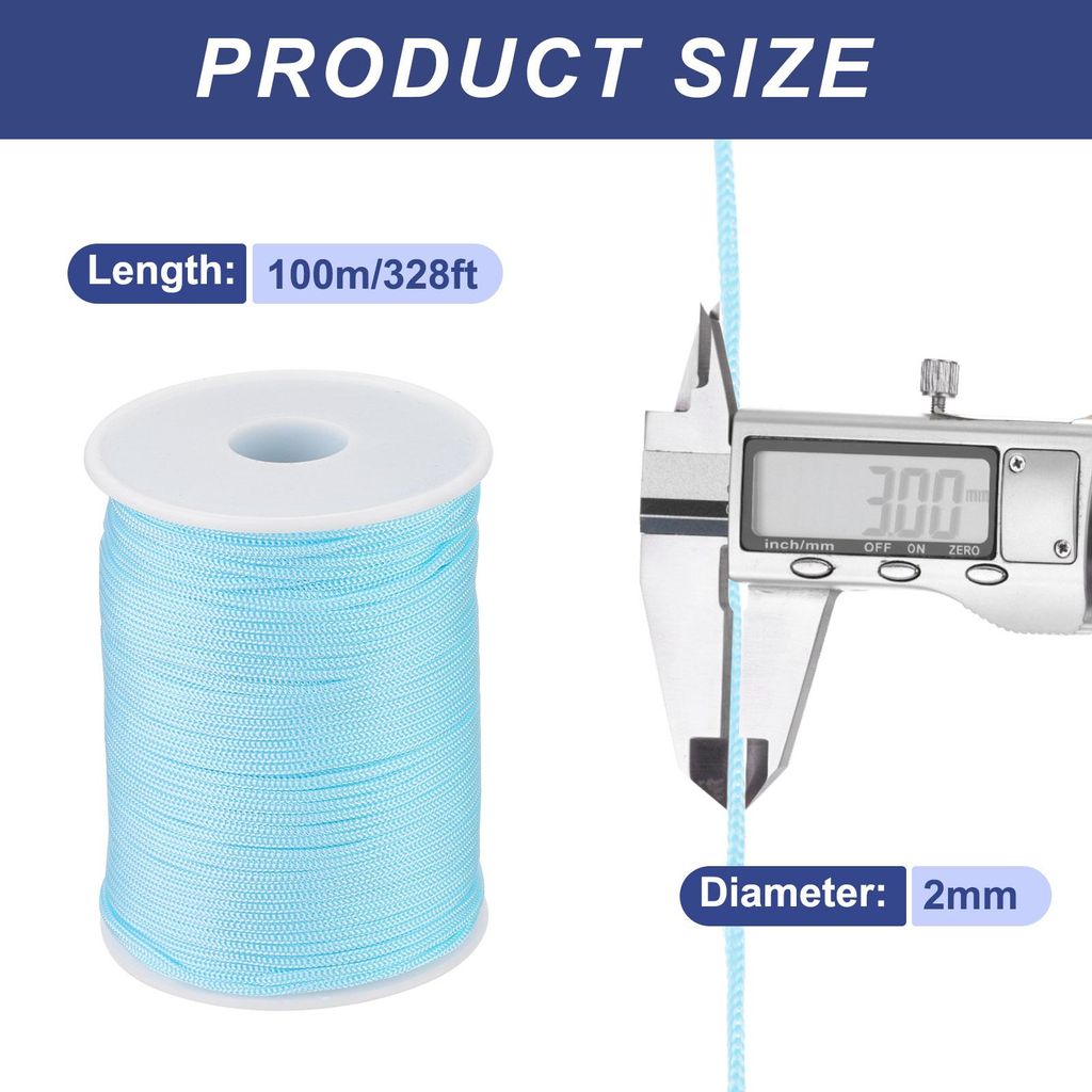 Polypropylen-Seil 2mm Polypropylenseil 10Om PP Flechtleine Textilseil Leine Nylonschnur Schnur Rei?feste Rope Kunststoffseil fš¹r W?scheleine Cam...