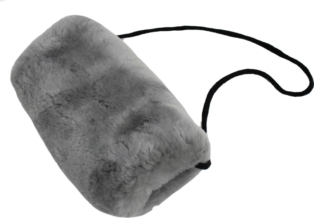 Lammfell Hand Muff NW mit Umhängeband Silber Produktbild 