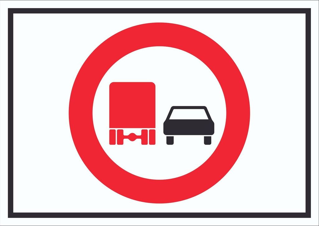 Überholverbot KFZ über 3,5t Symbol Schild A1 Rückseite selbstklebend