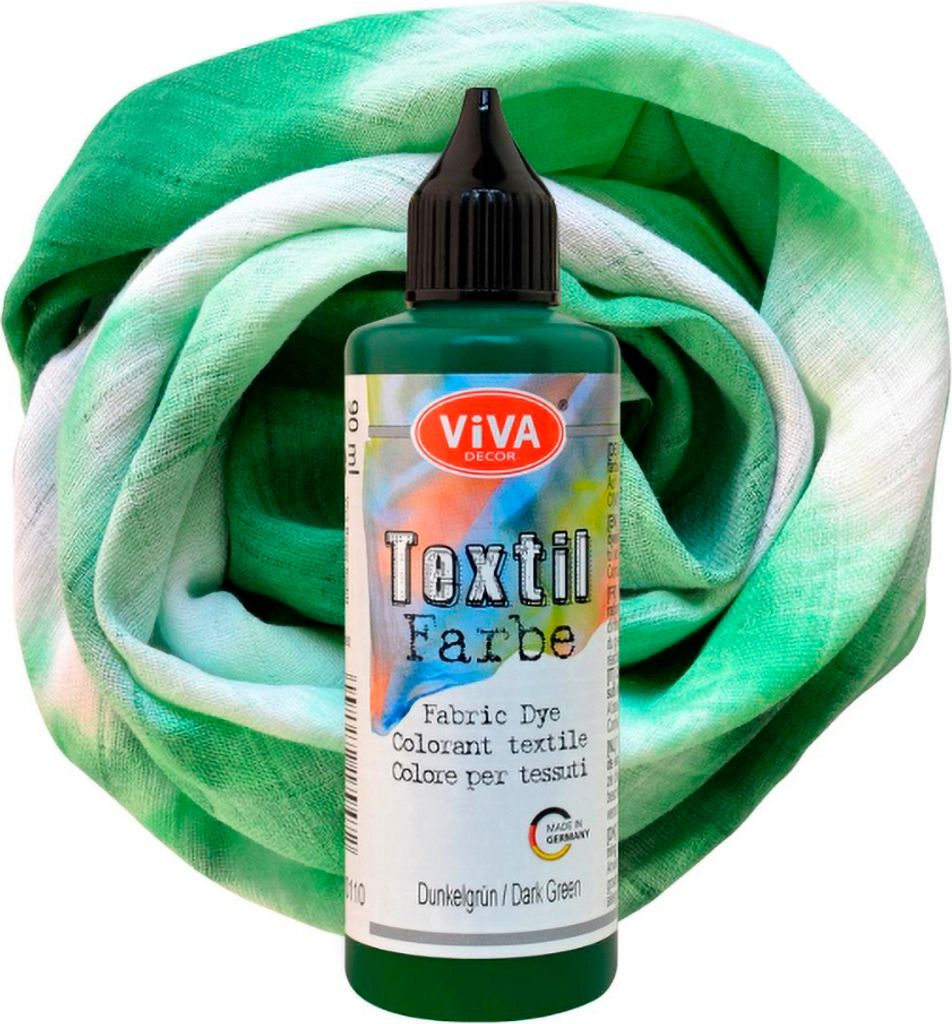 Viva Decor Textilfarbe 90 ml Stoffmalfarbe für kreative Designs Dunkelgrün