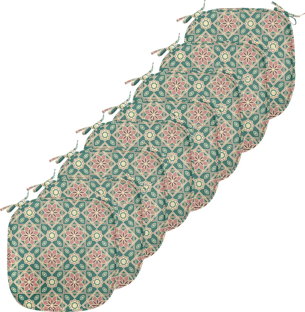 Coussin Décoratif Mosaïque et Roses 40x40 cm avec Sangles Lot de 8 Vert