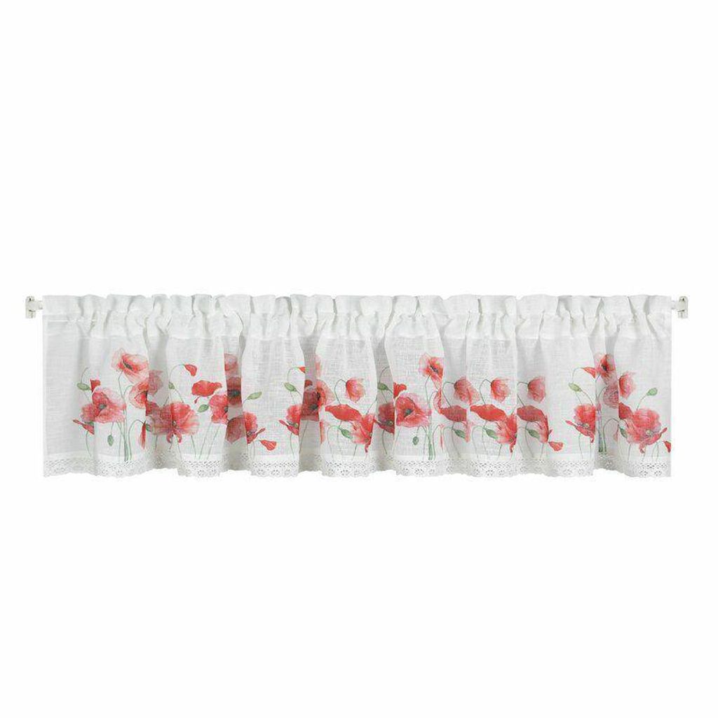 Gardine MARI weiß rot 30x150 cm Kräuselband