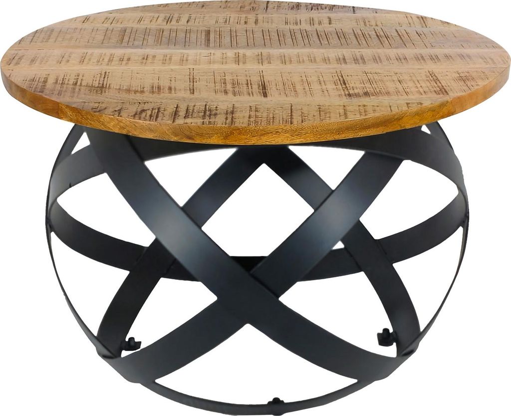Beistelltisch Couchtisch rund Wohnzimmer Orbit Metall Gestell schwarz 55cm