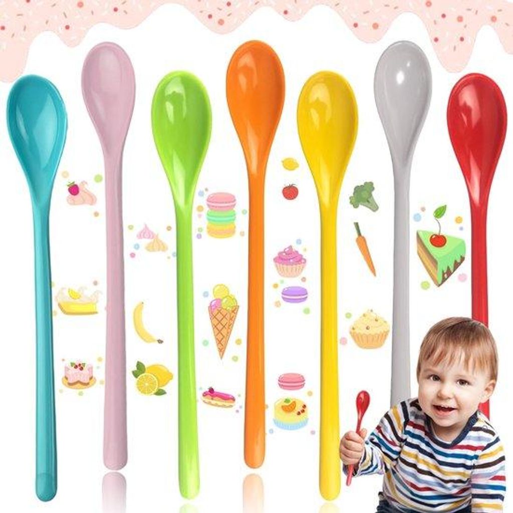 Kunststofflöffel-Set - Bunte Melaminlöffel - 19 cm, 7 Farben