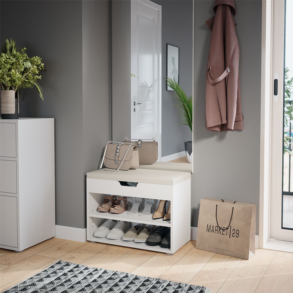 Vicco Schuhbank Rolfe, 60 x 45 cm, Weiß Produktbild 4