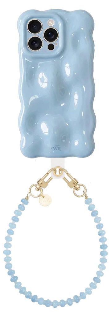 Bubbly Hülle Ice Blue - Dusty Cord (Kurze Handykette) - Kompatibel mit iPhone 14 Pro Max