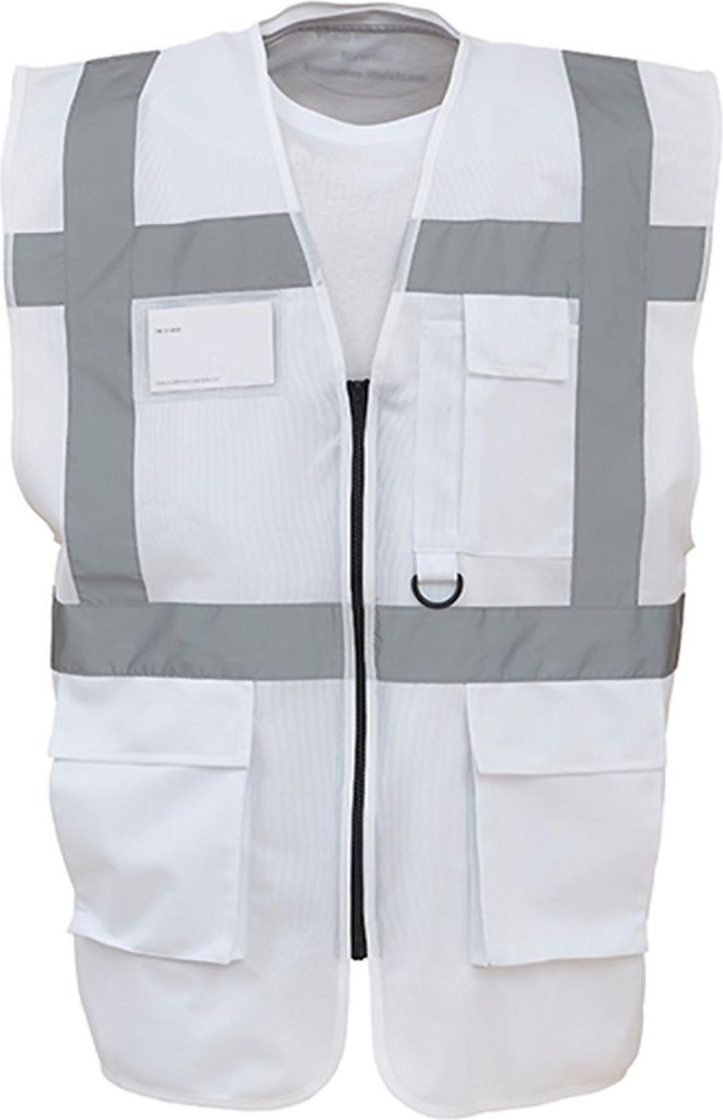 YOKO HVW801 | Herren Multi-Functional Executive Waistcoat - Farbe: White - Größe: M