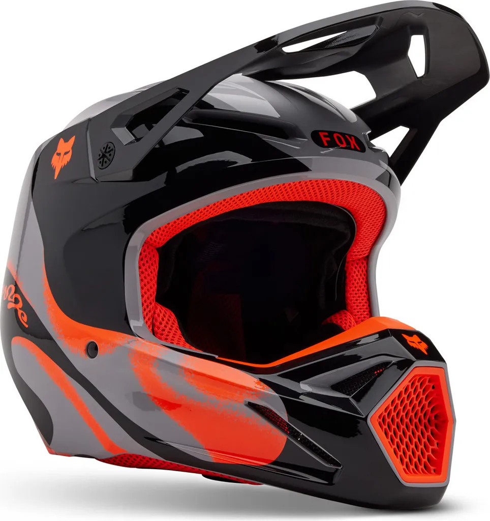 Casque cross Fox V1 Emotion noir et orange avec ventilation active