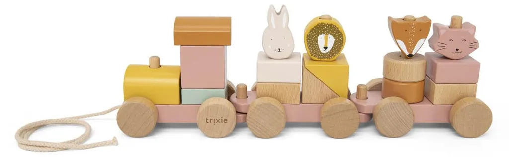 Petit train en bois rose Mrs. Cat Trixie - Circuit premier âge 45cm