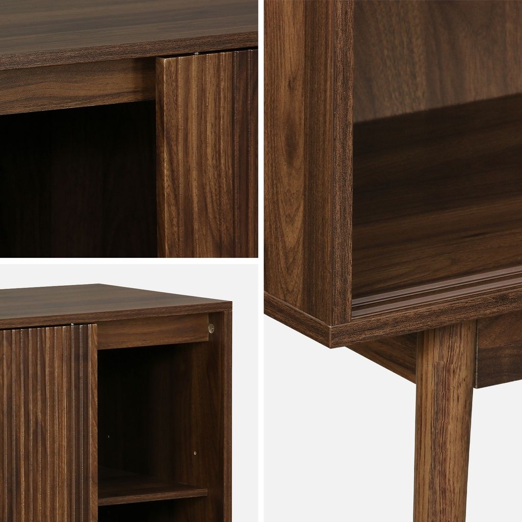 sweeek - Anrichte mit Holzdekor 115 cm - Dunkles Holz Produktbild 5