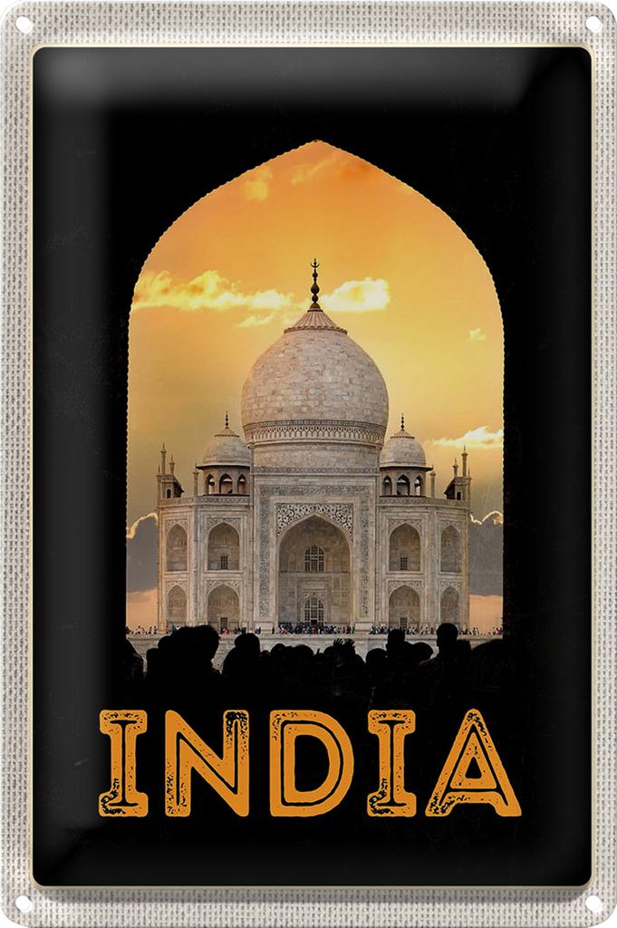 Blechschild Reise 20x30cm Indien weiße Moschee Religion Islam