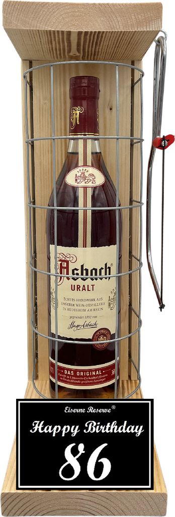 Asbach Uralt - 86 Happy Birthday - Eiserne Reserve Gitterkäfig Geschenk 86. Geburtstag