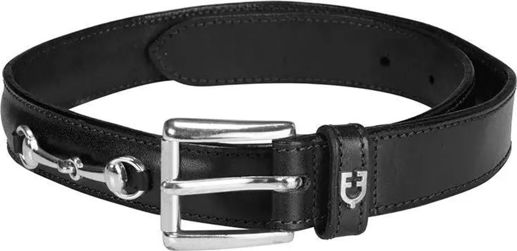 Ceinture de Cavalier Equestro Noir 95 cm en Cuir avec Boucle Egg Butt