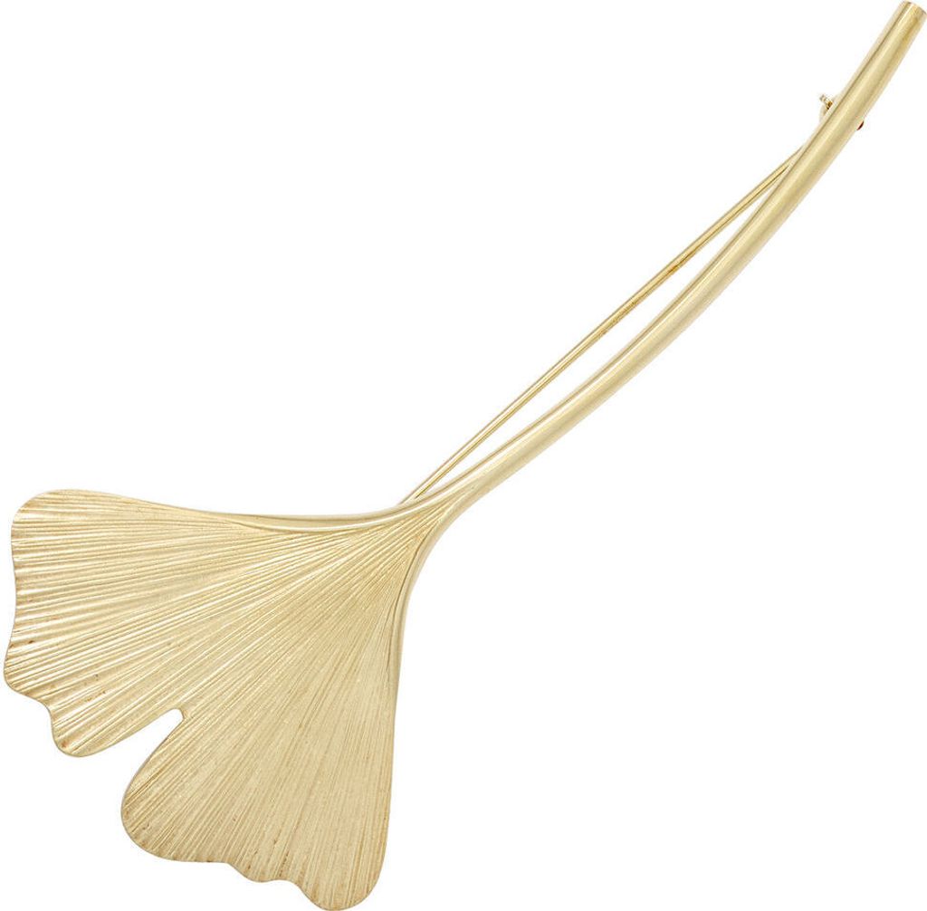 Brosche Anstecker Ginko Ginkoblatt aus 375 Gold Gelbgold Nadelsicherung Damen