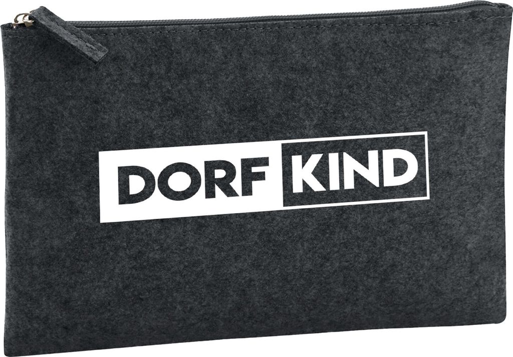 Huuraa Kulturbeutel Dorfkind Modern 1 Liter Charcoal Filz Kosmetiktasche Geschenkidee