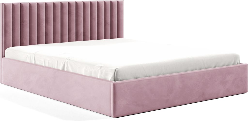 GUTTO Polsterbett nach Maß 140x200 Metall-Lattenrost Rosa Velour Samtstoff Velvett mit Bettkasten und Stauraum