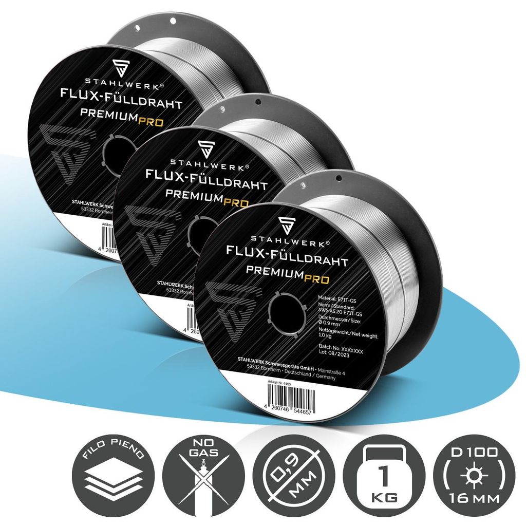 STAHLWERK set di 3 fili animati FLUX E71T-GS 0,9 mm 1 kg Immagine del prodotto 