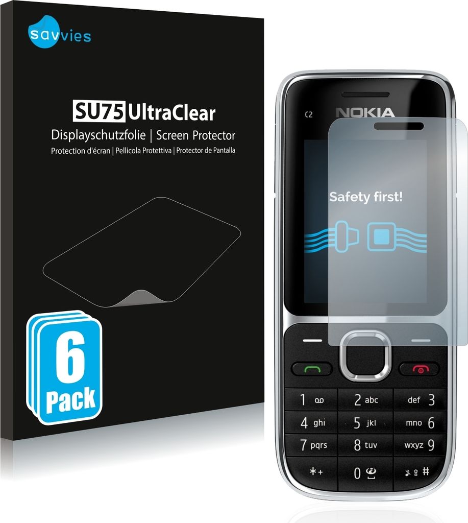 6x Für Nokia C2-01 Schutzfolie Savvies Displayschutz Display Schutz Folie Klar Transparent