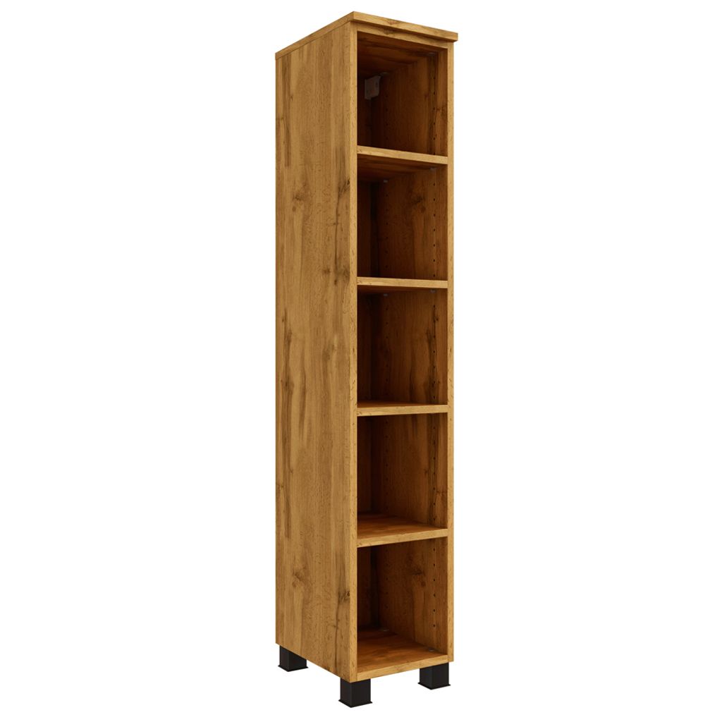 Badezimmer Regal schmal 25 cm MORISSON-03 in Wotan Eiche Nb., B/H/T: ca. 25/130/33 cm