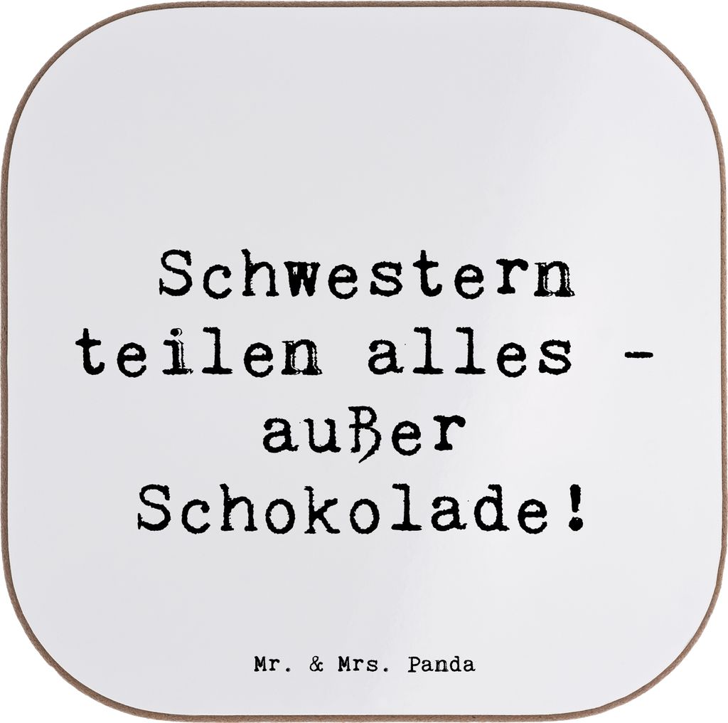 Mr. & Mrs. Panda Tischschoner Spruch Schwestern Liebe - Weiß - Geschenk, Teilen, Weihnachten, Geschenke, Untersetzer Gläser, persönliche Erinner...