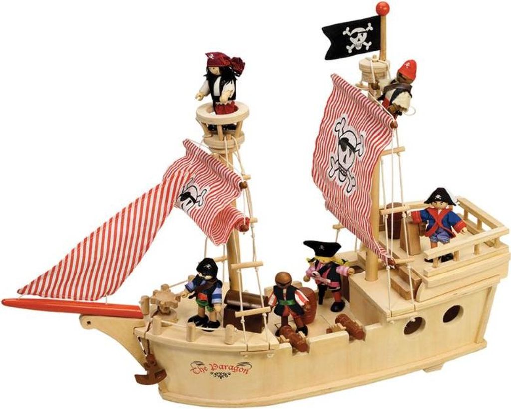 Tidlo Holz-Piratenschiff Paragon mit Zubehr - Spielzeug