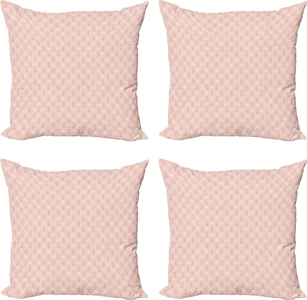 ABAKUHAUS Jahrgang Kissenbezug Set (4 Stück), Aufwändige Muster mit Wirbel, Moderner Doppelseitiger Digitaldruck, 60 cm x 60 cm, Blush und Weiß