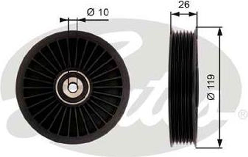 GATES T36391 Umlenk-/Führungsrolle, Keilrippenriemen OE 1854392 kompatibel mit Zafira, Vectra, Signum, Mokka, Insignia, Astra K, Astra J