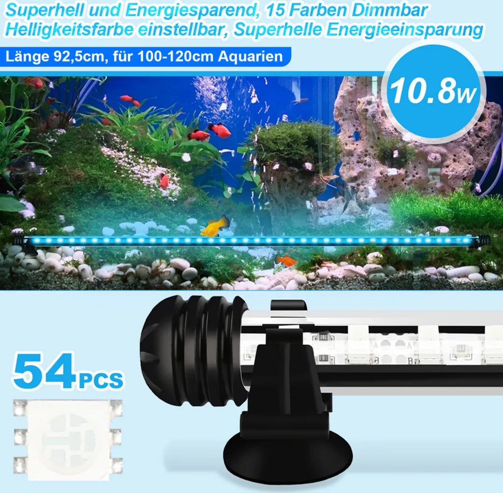 Éclairage Aquarium LED IP67 Dimmable 92.5cm avec 3 Modes et Télécommande - 2