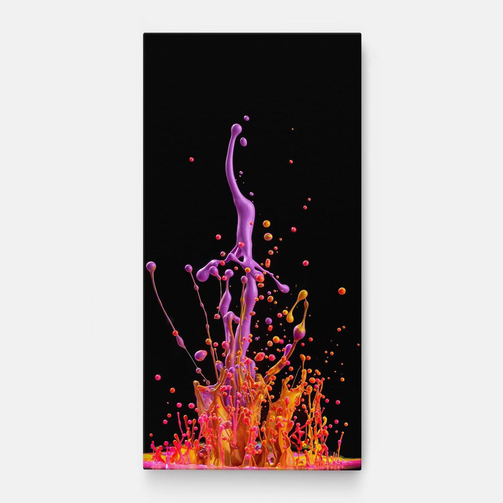 ARTHUB Leinwandbild 40x80 cm, Dancing Colored Paint | Wohnzimmerdekoration, Hängende Bilder, Wanddekoration, Heimdekoration, Abstrakte, Lebendig...