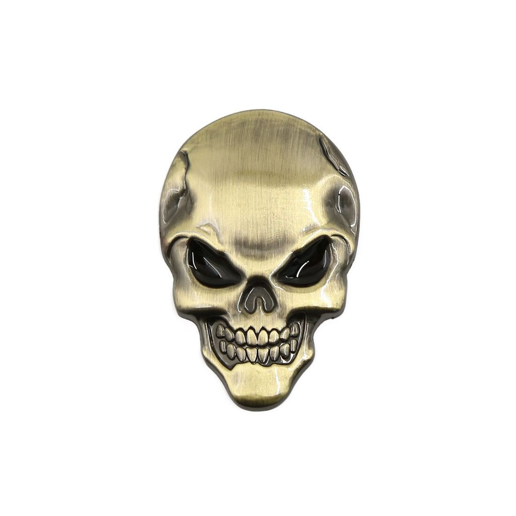 Skelett Schädel Knochen Stil Auto Emblem Abzeichen Aufkleber 3D Aufkleber Dekor Goldton