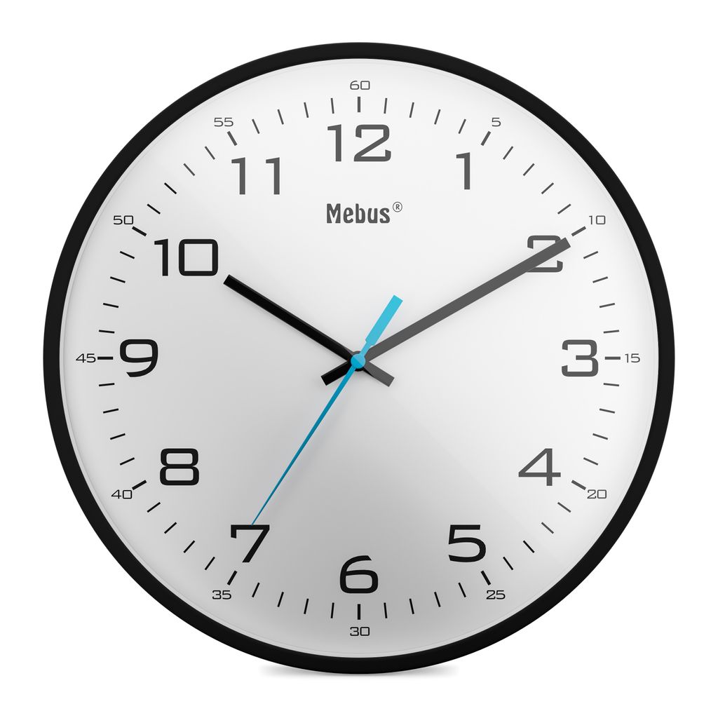 Analoge Quarz-Wanduhr klassisches Design kräftige, große Ziffern 30cm Durchmesser / Farbe: Schwarz-Weiß / Modell: 16247