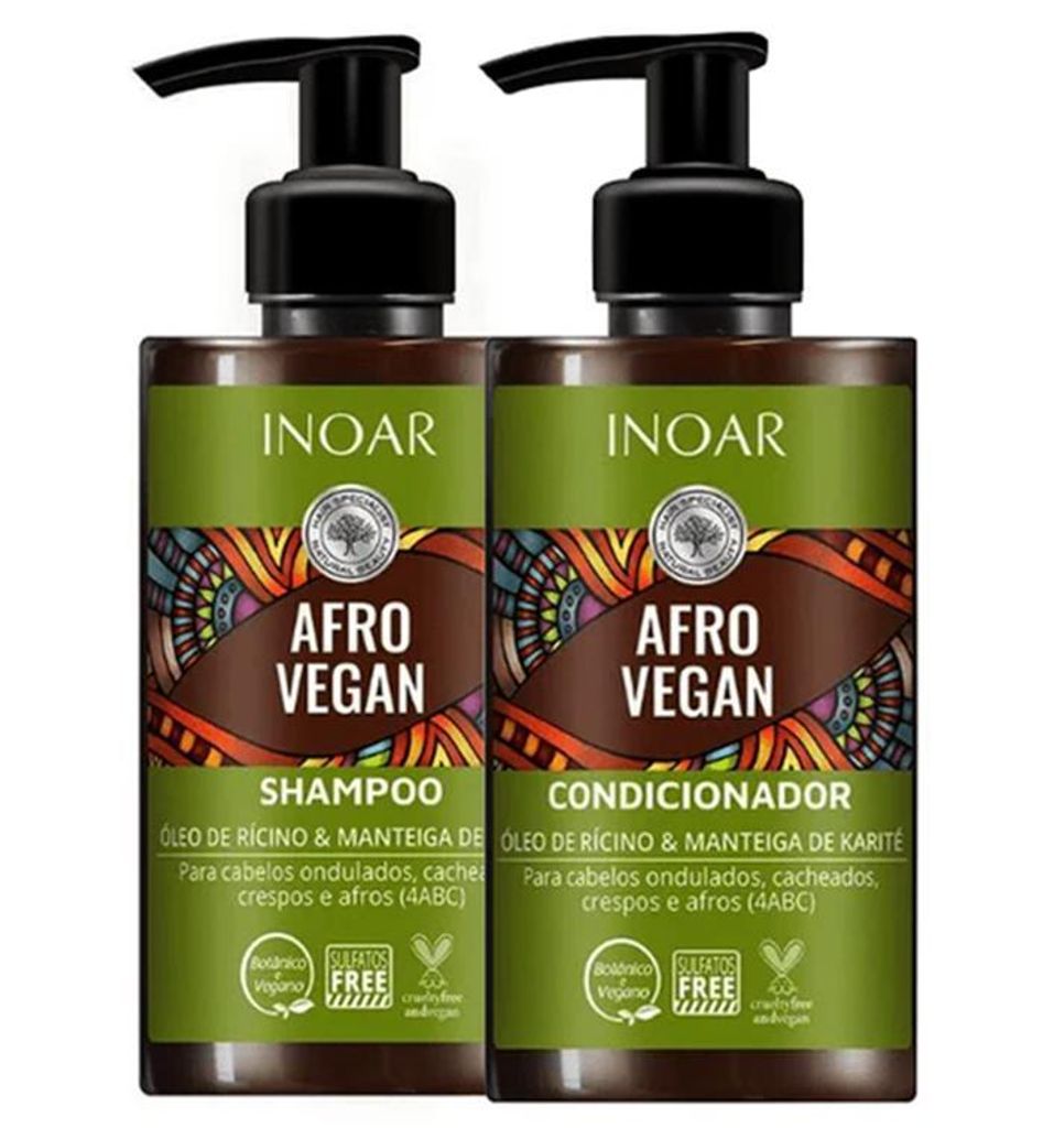 INOAR Afro Vegan Shampoo & Afro Vegan Conditioner mit Rizinusöl & Sheabutter