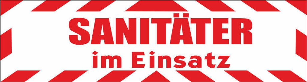 INDIGOS UG - Magnetschild "Sanitäter im Einsatz " mit Rahmen 30 x 8 cm reflektierend - Magnetfolie für Auto / LKW / Truck / Baustelle / Firma