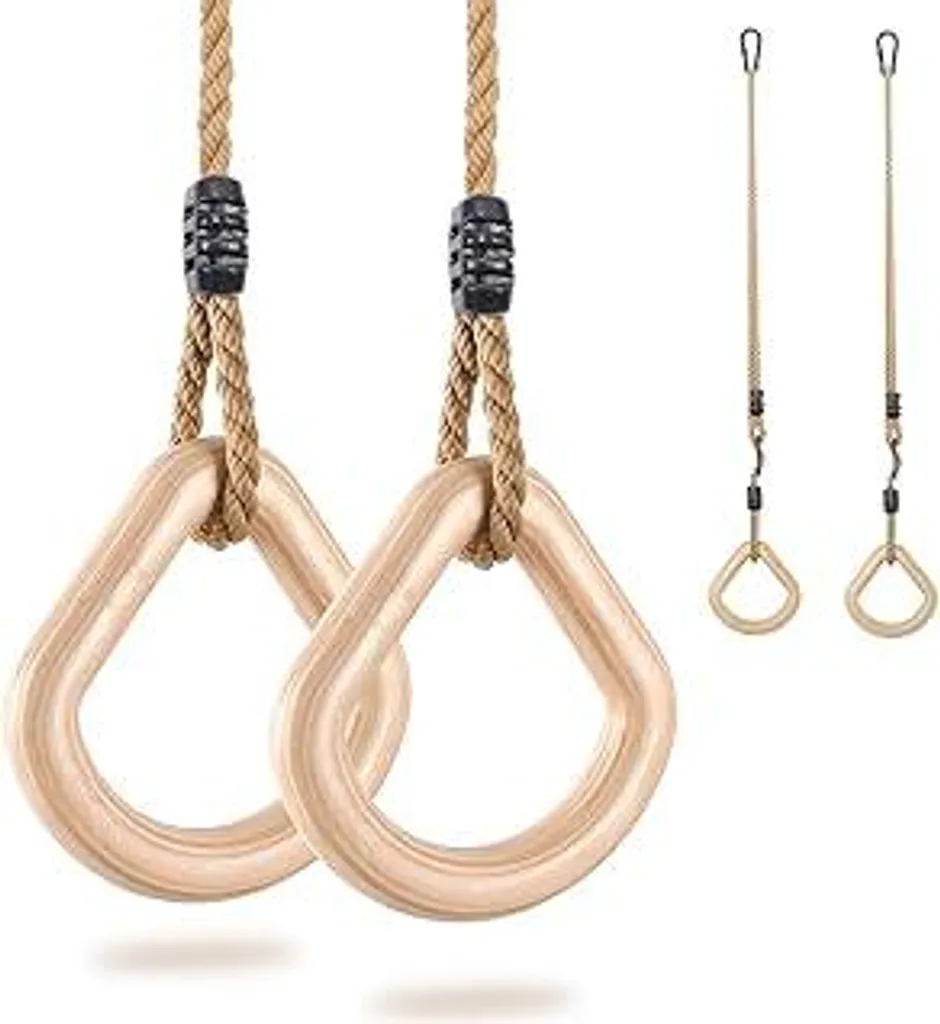Anelli Ginnastica Legno Bambini Goccia d'Acqua - Altalena Trapezio Professionale