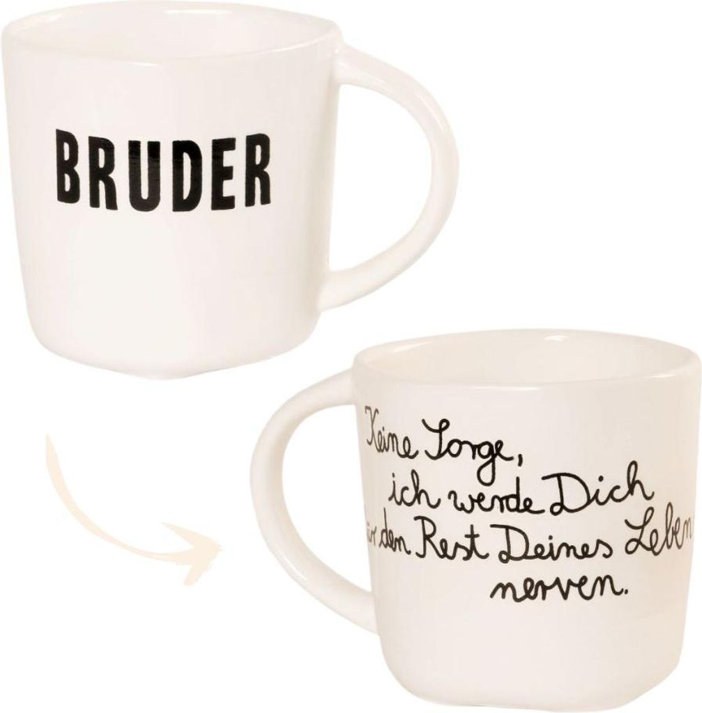 Porzellan Tasse Bruder mit Herzboden Produktbild 