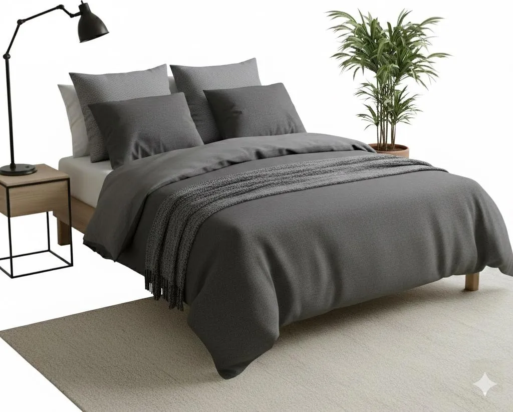 Linge de lit en gaze de coton gaufré Zig Zag : Housse de couette chic