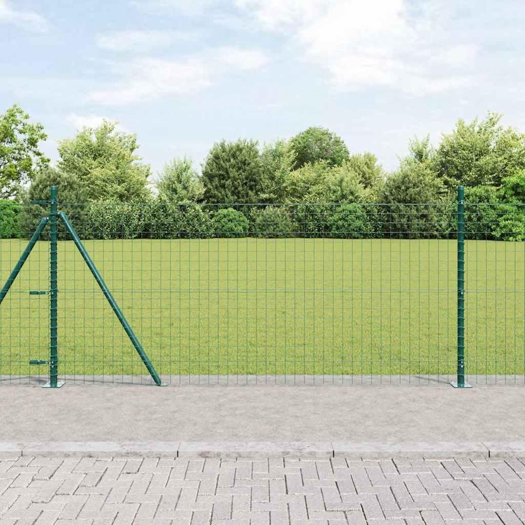 Zaunpfosten 13 pcs Grün Ø32mm 110 cm Verzinkter Stahl