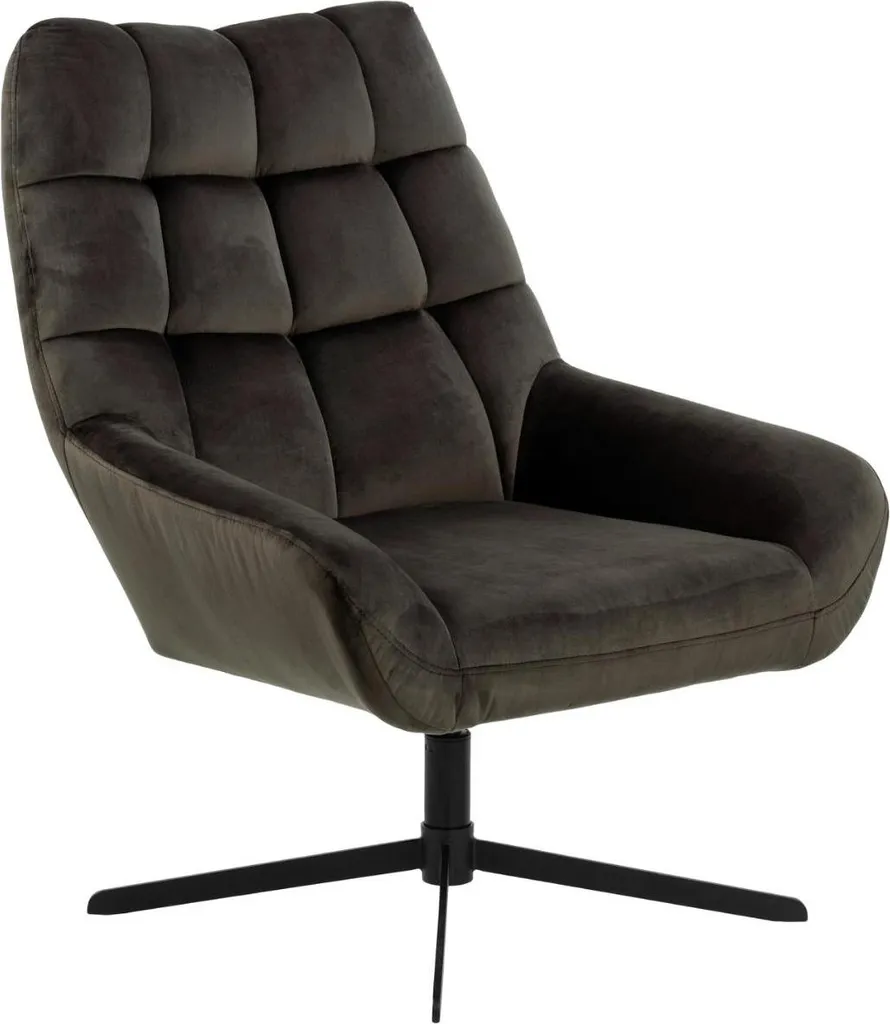 Fauteuil pivotant en velours gris marron Paris - Siège de salon rotatif