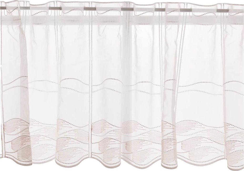 Scheibengardinen Meterware nähfrei Stickerei modern weiß rosa 45cm H