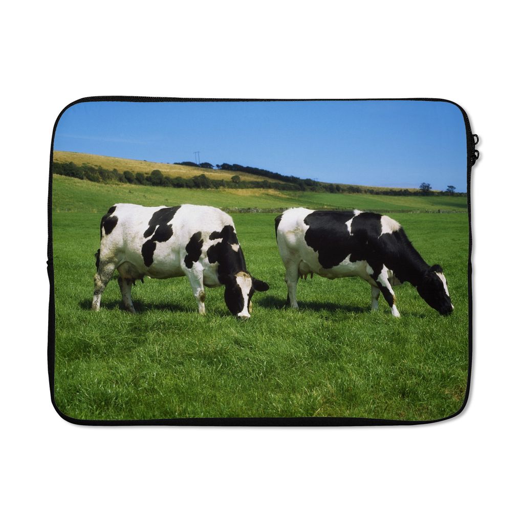 MuchoWow Laptop Hülle 15 Zoll Kuh - Tiere - Gras Laptoptasche - Laptoptasche - Sleeve - Rundum-Schutz