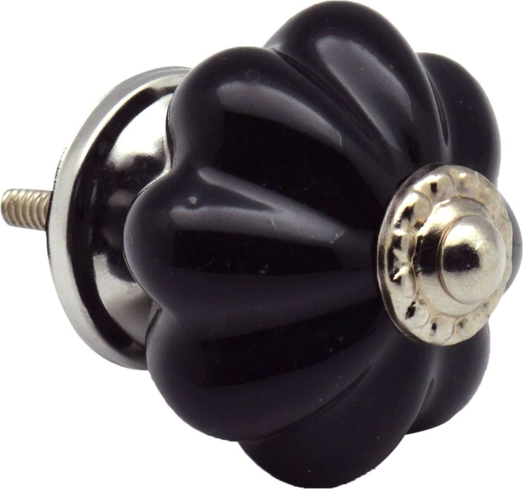 Nicola Spring floraler Keramik-Möbelknopf – Schwarz