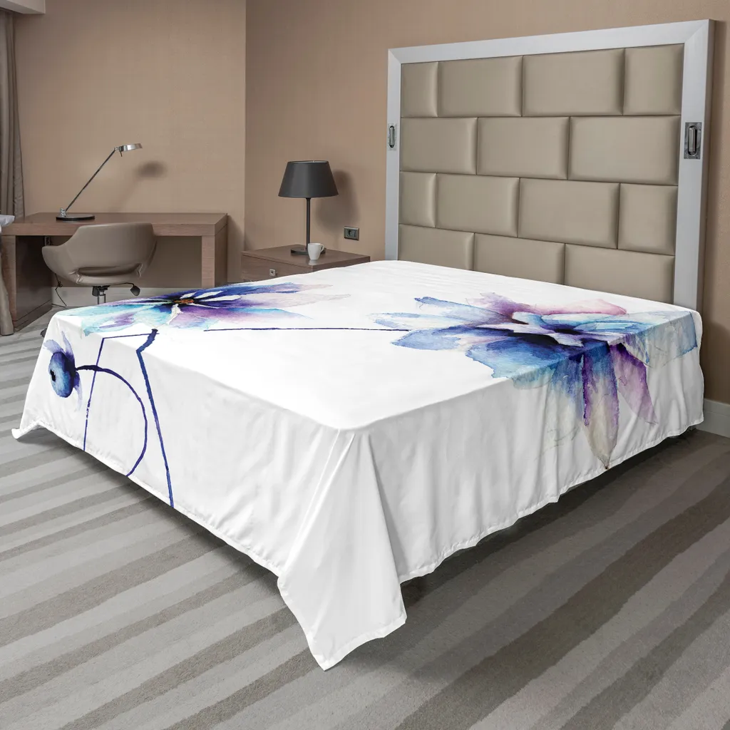 Lenzuolo Floreale ABAKUHAUS Decorativo Bianco Viola Blu 275x260