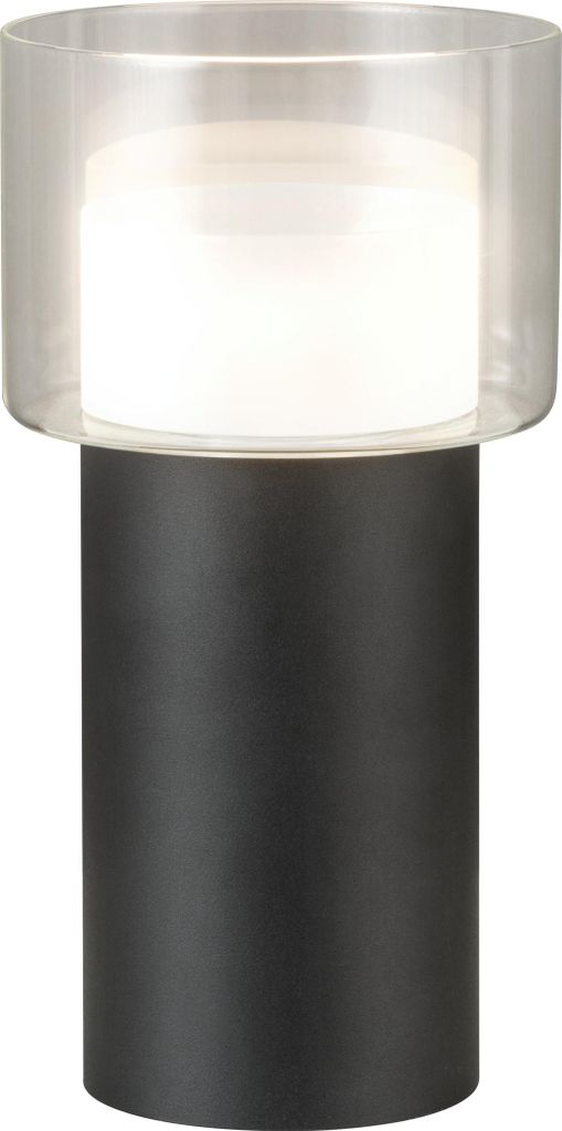 EGLO LED Tischlampe Molineros, Nachttischlampe, Tischleuchte, Stahl in schwarz, Glas, Kunststoff in klar, weiss GU10 Fassung