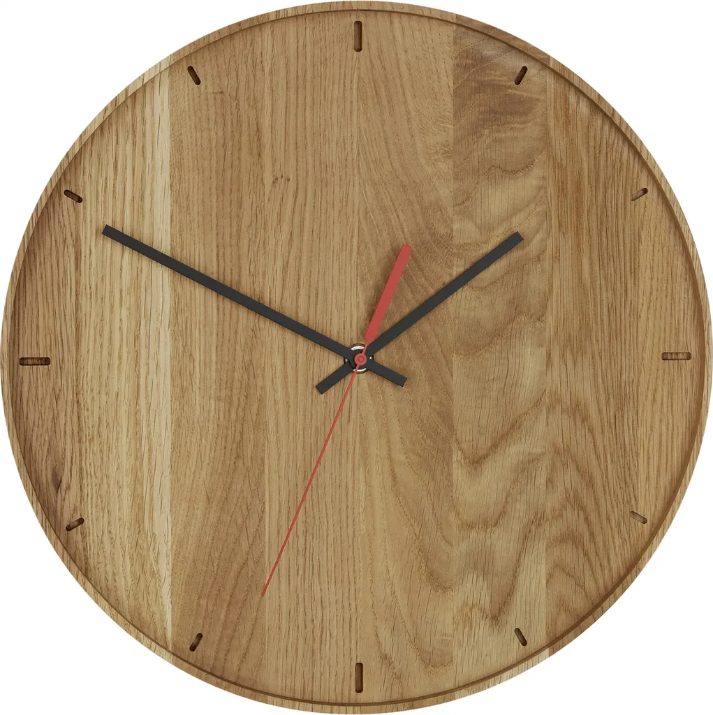 TFA 60.3070.01 Horloge murale en chêne massif de qualité supérieure
