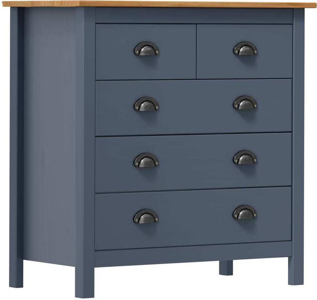 Sideboard Hill Grau 79x40x80 cm Massivholz Kiefer